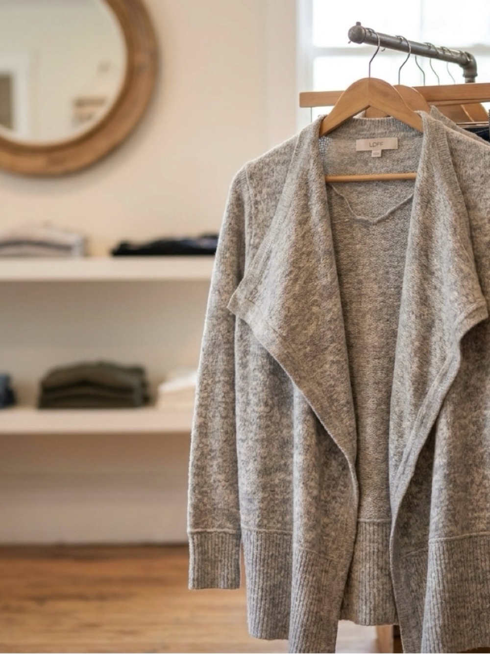 LOFT Light Gray Open-Front Women's Cardigan - Picture 2 of 3